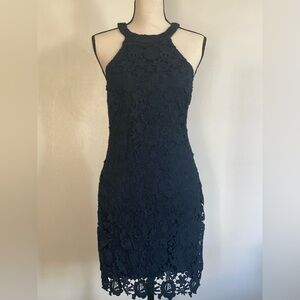 Lulu's Midnight Blue Strapless Lace Dress